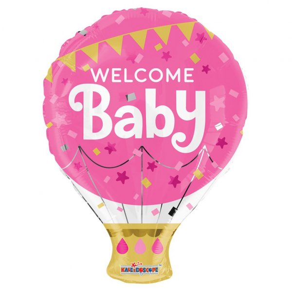 Folienballon - Heiluftballon - Willkommen Baby rosa