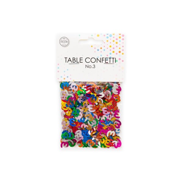 Tischkonfetti - Nummer 3 - Metallic-Farbmix - 14 Gramm Tischkonfetti - Nummer 3 - Metallic-Farbmix - 14 Gramm