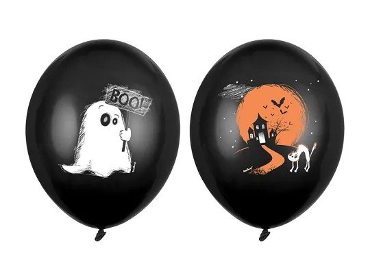 Luftballons - Halloween Schwarz - Geist und Spukhaus - 6er-Pack