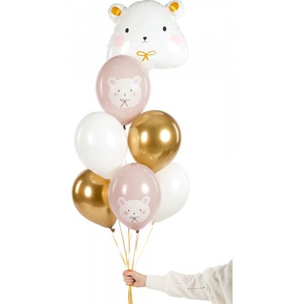 Ballonstrauß - Teddybär/Goldchrom - 6er-Pack Ballonstrauß - Teddybär/Goldchrom - 6er-Pack