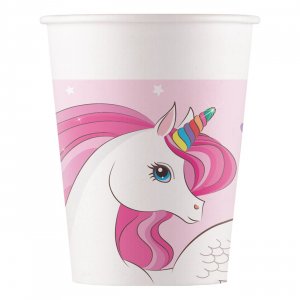 Pappbecher Einhorn Regenbogenfarben 8er-Pack