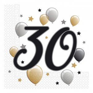 Servietten, Luftballons zum 30. Geburtstag - 20er-Packung