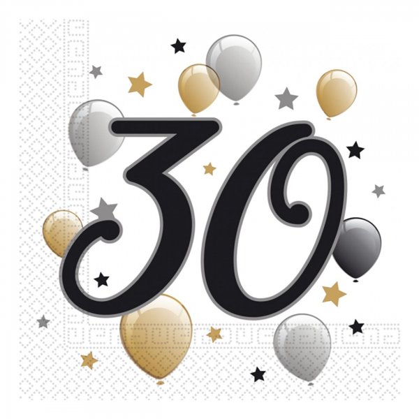 Servietten, Luftballons zum 30. Geburtstag - 20er-Packung Servietten, Luftballons zum 30. Geburtstag - 20er-Packung