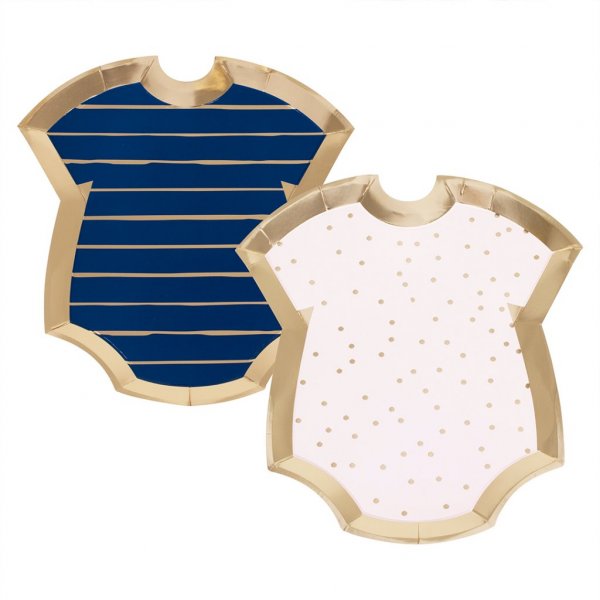 Pappteller - Babybody - Rosa/Blau - 8er-Pack
