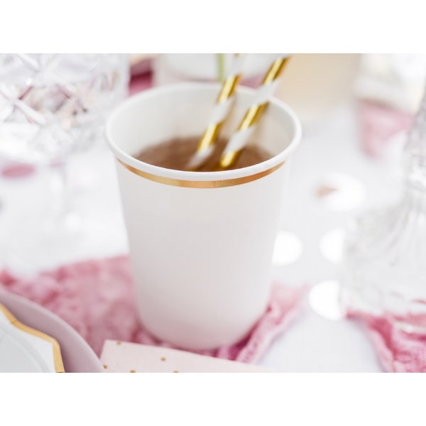 Pappbecher - Wei mit Goldrand - 6er-Pack