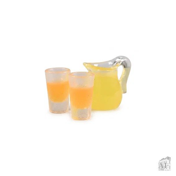 Weihnachtsaccessoires - Krug und Glas mit Orangensaft