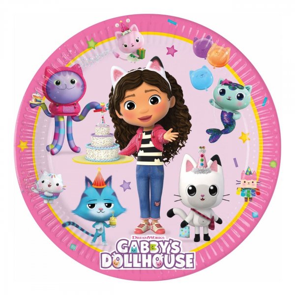 Pappteller - Gabbys Puppenhaus - Rosa - 23 cm - 8er-Pack