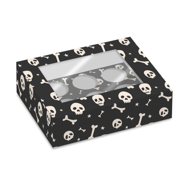 Cupcake-Box Halloween Skelett für 6 Cupcakes - 2er-Pack Cupcake-Box Halloween Skelett für 6 Cupcakes - 2er-Pack