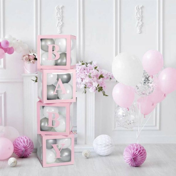 Ballondekoration - Babybl�cke - Rosa