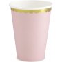 Pappbecher - Rosa - Goldrand - 6er-Pack