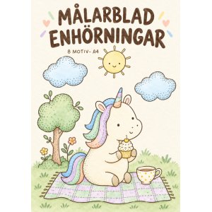 Ausmalbild - Einhorn - 8 Motive - A4 Ausmalbild - Einhorn - 8 Motive - A4