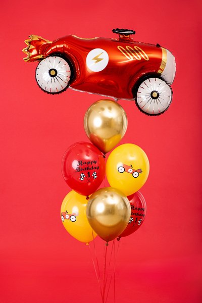 Ballonstrau - Happy Birthday - Racing - 6er-Pack