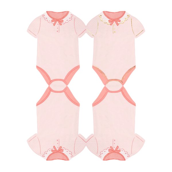 Servietten - Babybody - Rosa/Gold - 10er-Packung