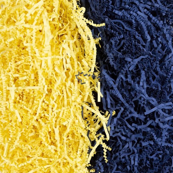 Zerkleinertes Füllpapier für Geschenktüten/Geschenkboxen - Blau/Gelb - 100 g Zerkleinertes Füllpapier für Geschenktüten/Geschenkboxen - Blau/Gelb - 100 g