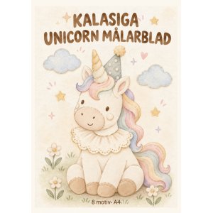 Ausmalbilder - Festliches Einhorn - 8 Motive - A4 Ausmalbilder - Festliches Einhorn - 8 Motive - A4