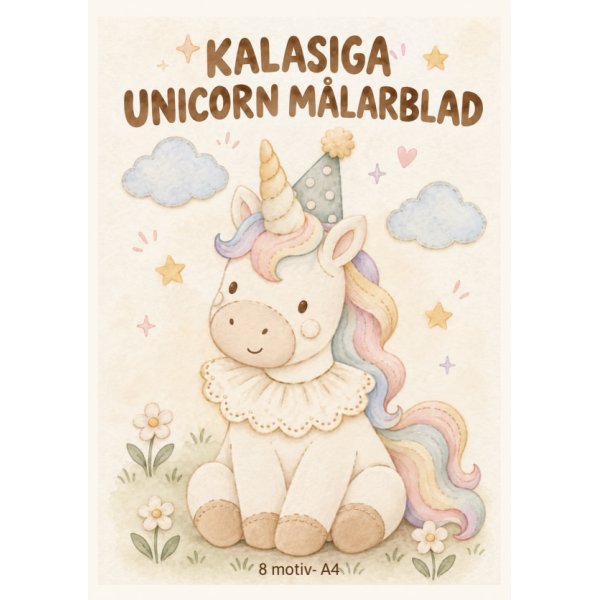 Ausmalbilder - Festliches Einhorn - 8 Motive - A4 Ausmalbilder - Festliches Einhorn - 8 Motive - A4
