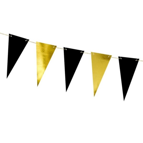 Wimpelgirlande - Mini - Schwarz & Gold - 2,1 m Wimpelgirlande - Mini - Schwarz & Gold - 2,1 m