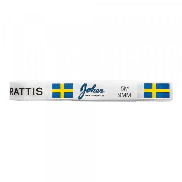 Seidenband - Schweden - Weiß mit schwedischer Flagge - 5 m Seidenband - Schweden - Weiß mit schwedischer Flagge - 5 m