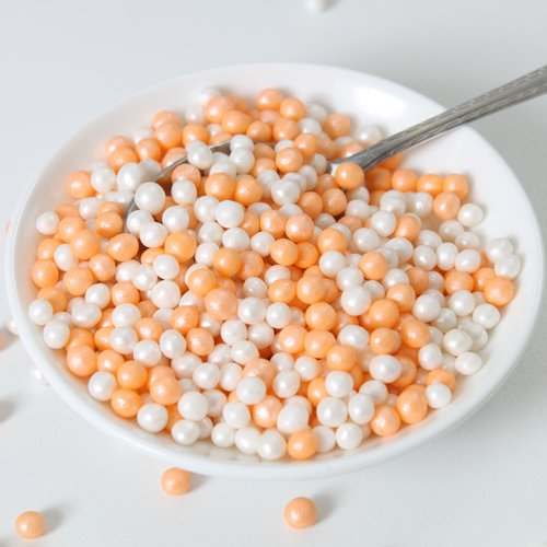 Weiche Zuckerperlen - Aprikose/Weiß Weiche Zuckerperlen - Aprikose/Weiß