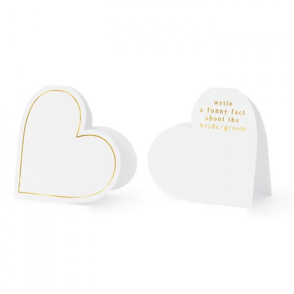 Platzierungskarten - Herz mit goldenem Rahmen - Funny Fact - 10er-Pack