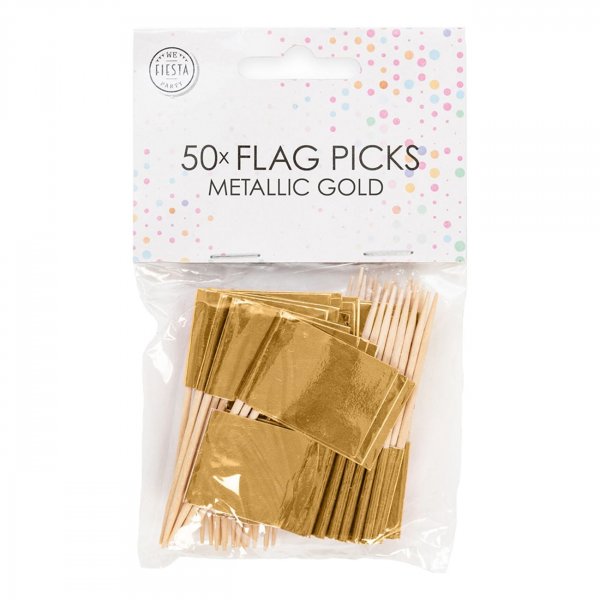 Cocktailf�hnchen - Goldmetallic - 50er-Packung