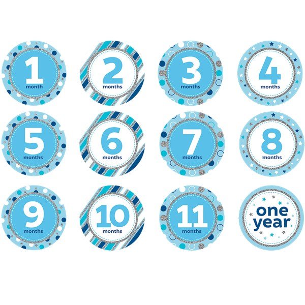 Meilensteinaufkleber - Blau - 12er-Pack Meilensteinaufkleber - Blau - 12er-Pack