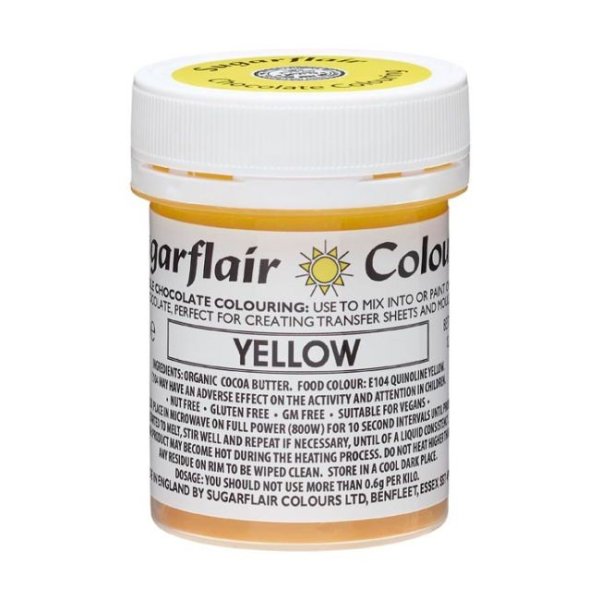 Schokoladenfarbe Gelb - 35 g - Sugarflair Schokoladenfarbe Gelb - 35 g - Sugarflair