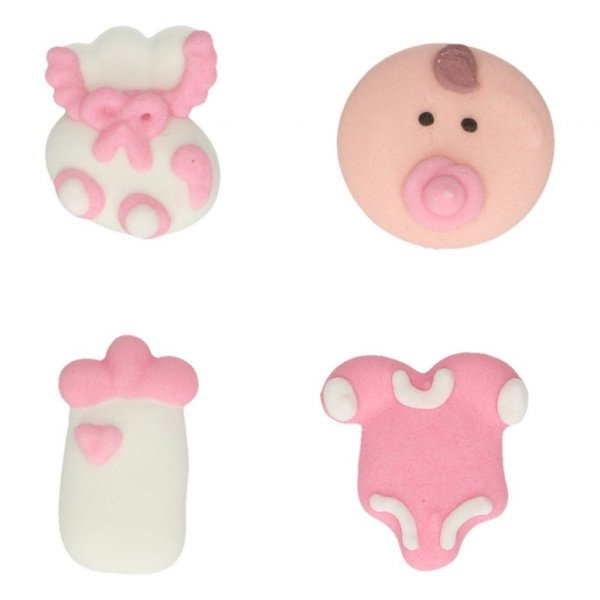 Zuckerdekorationen - Babymischung - Rosa - 6er-Pack