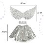 Einhornkostüm für Kinder, Rock, Diadem, Flügel, Silber Einhornkostüm für Kinder, Rock, Diadem, Flügel, Silber