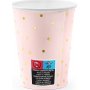 Pappbecher - Hellrosa - Polka Dot Gold - 6er-Pack