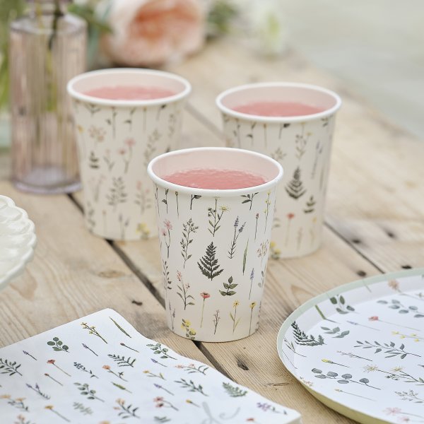 Pappbecher - Blumenmuster - 8er-Pack Pappbecher - Blumenmuster - 8er-Pack