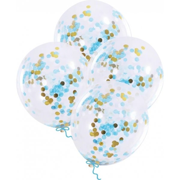 Konfetti-Luftballons - Hellblau/Gold - 4er-Pack Konfetti-Luftballons - Hellblau/Gold - 4er-Pack
