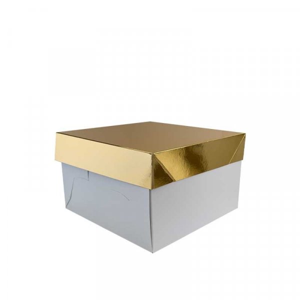 Tortenschachtel - Weiß/Gold - 24x24x15 cm Tortenschachtel - Weiß/Gold - 24x24x15 cm