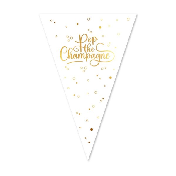 Flaggengirlande - Champagner knallen lassen - Weiß - 20 x 30 cm Flaggen - 10 m Flaggengirlande - Champagner knallen lassen - Weiß - 20 x 30 cm Flaggen - 10 m