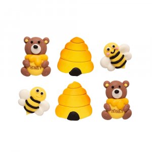 Zuckerdekorationen - Bienen/Honig/Teddybären - Decora - 6 Stück Zuckerdekorationen - Bienen/Honig/Teddybären - Decora - 6 Stück