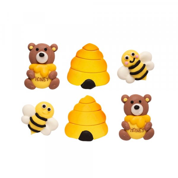Zuckerdekorationen - Bienen/Honig/Teddybären - Decora - 6 Stück Zuckerdekorationen - Bienen/Honig/Teddybären - Decora - 6 Stück