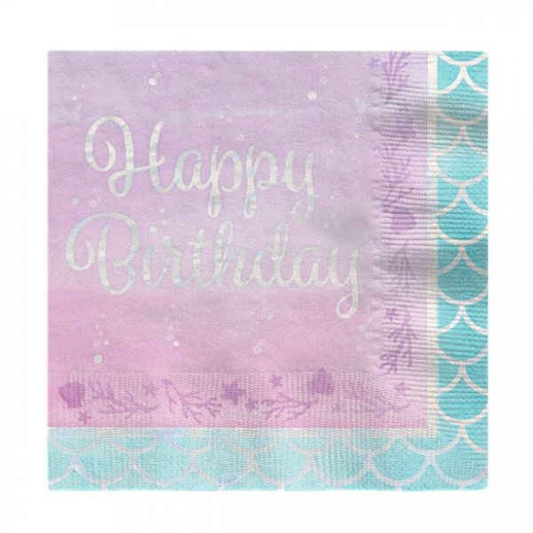 Servietten - Happy Birthday - Mermaid Shine - 16er-Pack