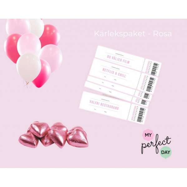 Liebespaket Pink - Liebesgutscheine, Luftballons, Nougatherzen