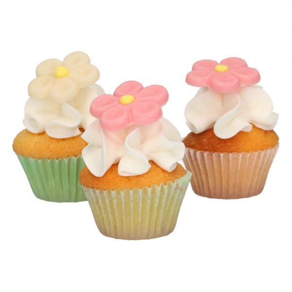 Marzipanblüten - Weiß/Rosa - Funcakes - 12 Stk Marzipanblüten - Weiß/Rosa - Funcakes - 12 Stk