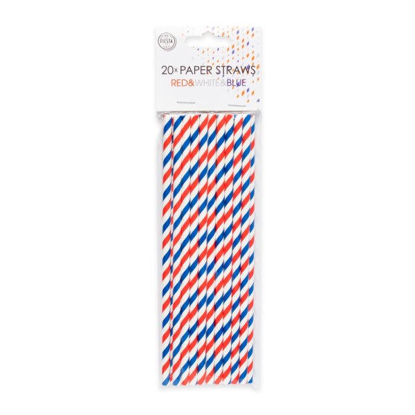Strohhalme - Gestreift - Rot-Weiß-Blau - 6 x 197 mm - 20er-Packung Strohhalme - Gestreift - Rot-Weiß-Blau - 6 x 197 mm - 20er-Packung