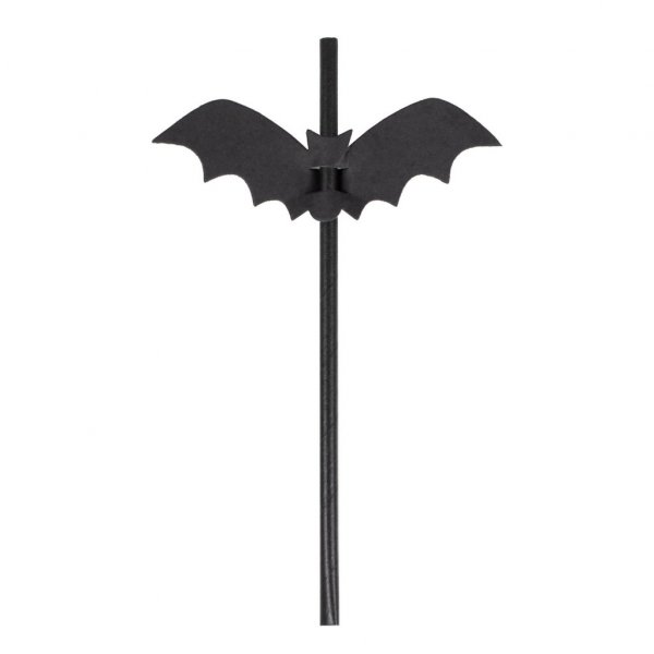 Strohhalme - Schwarz mit Fledermäusen - 16er-Pack Strohhalme - Schwarz mit Fledermäusen - 16er-Pack