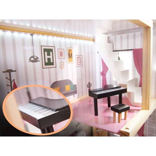 Puppenschrank aus MDF mit LED-Beleuchtung, 78 cm, weiß, inklusive 16 Möbelteilen - Bausatz Puppenschrank aus MDF mit LED-Beleuchtung, 78 cm, weiß, inklusive 16 Möbelteilen - Bausatz