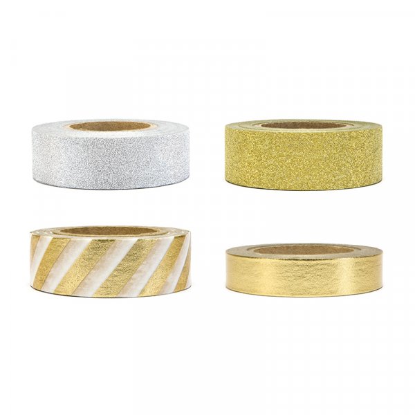 Washitape - 4er-Pack - Gold/Silber