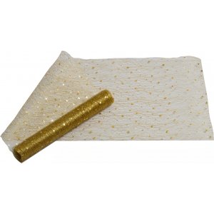 Tischläufer - Netz - Gold mit Sternen - 250 x 28 cm Tischläufer - Netz - Gold mit Sternen - 250 x 28 cm
