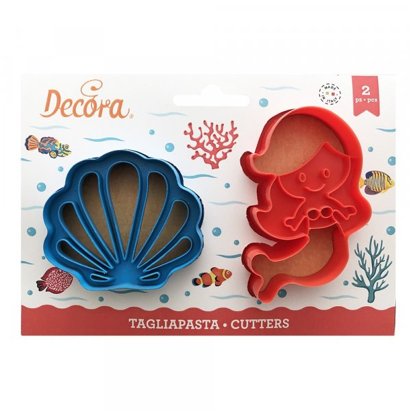 Gepr�gte Ausstechformen - Meerjungfrau & Muschel - Decora - 2er-Pack