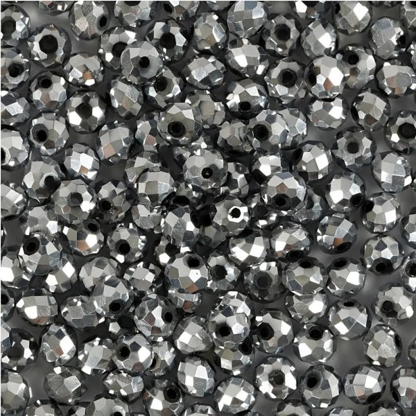 Facettierte Perlen - 3 x 4 mm - Silber