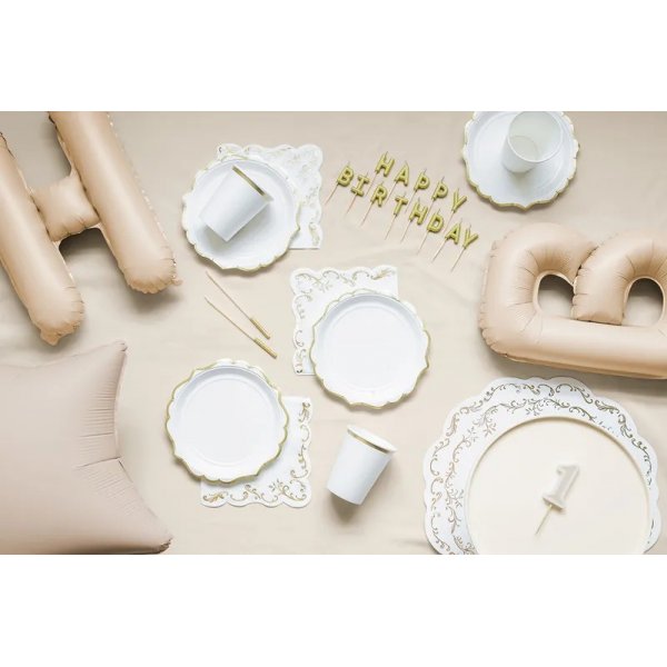 Lange Kuchenkerzen - Nude/Gold - 14 cm - 12 Stück Lange Kuchenkerzen - Nude/Gold - 14 cm - 12 Stück