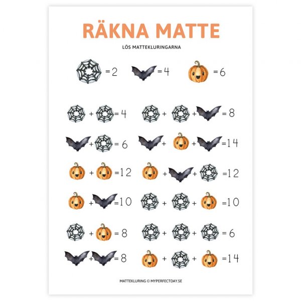 Mathe-Rtsel - HALLOWEEN - Einfache Mathematik berechnen