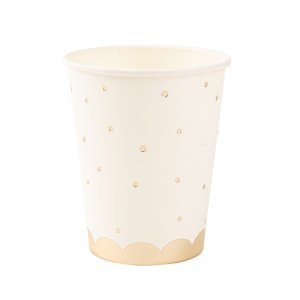 Pappbecher - Weiß mit goldenen Punkten - 8er-Packung Pappbecher - Weiß mit goldenen Punkten - 8er-Packung