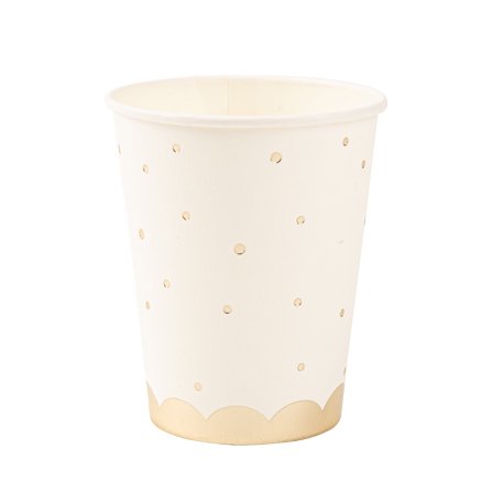 Pappbecher - Weiß mit goldenen Punkten - 8er-Packung Pappbecher - Weiß mit goldenen Punkten - 8er-Packung